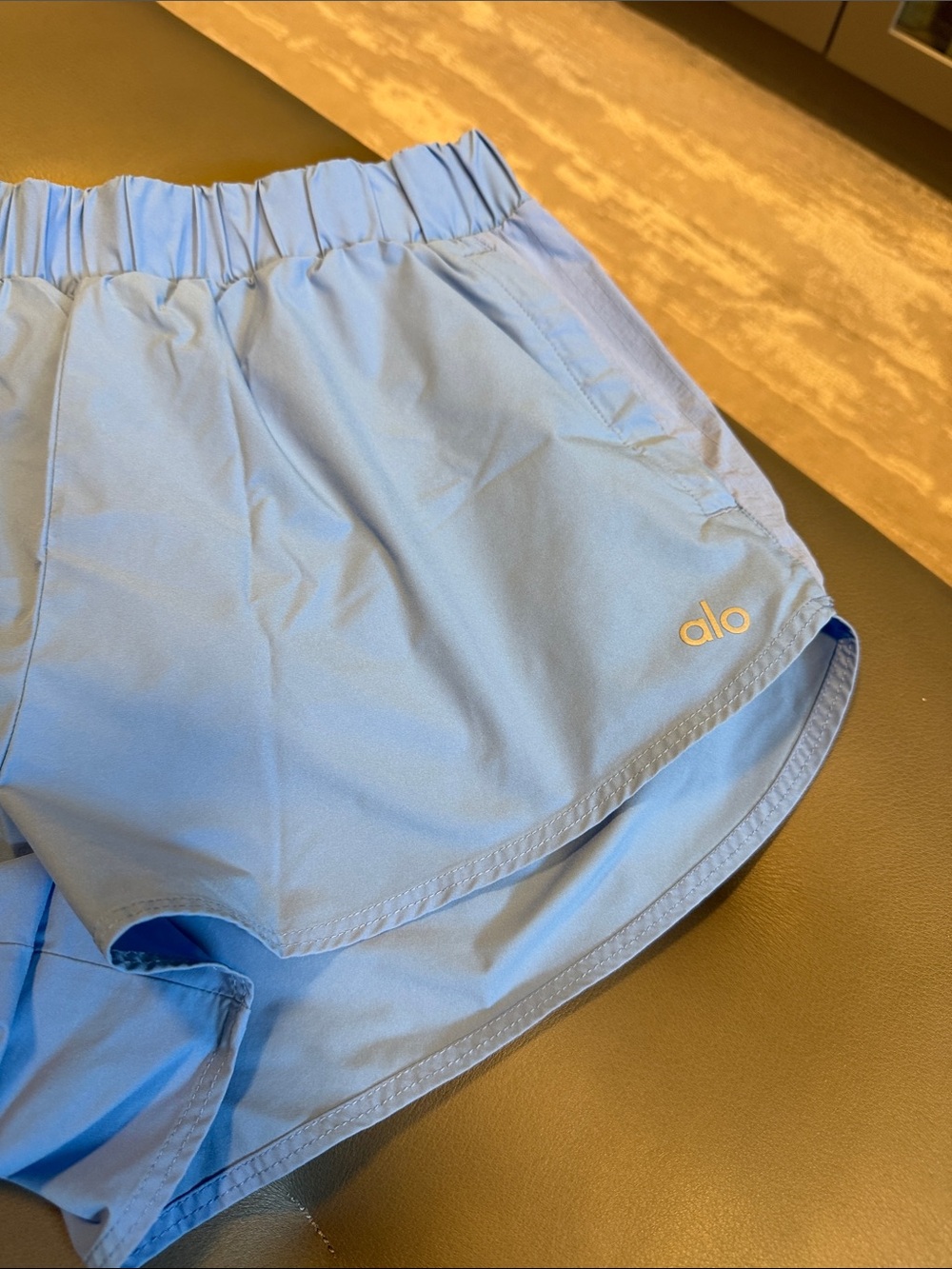ALO Yoga Light Blue Athletic Shorts with Elastic Waist - Picture 2 of 5
